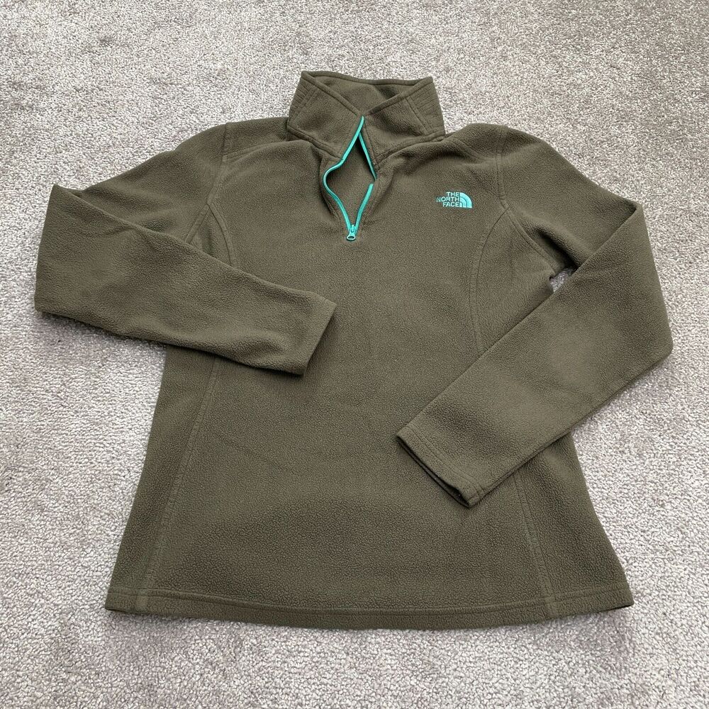The North Face Glacier Fleece Jacket Womens Small Green 1/4 Zip Outdoor Hiking